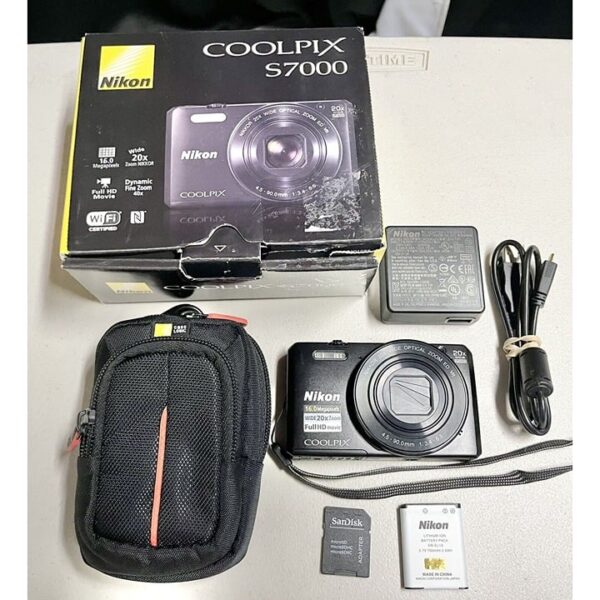Nikon COOLPIX S7000 16.0MP Digital Camera w/ Battery SD Card Charger Case & Box