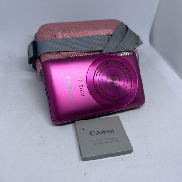 CANON IXUS 130 - 14MP Pink - Compact Digital Camera w Case Charger And Battery - Image 2