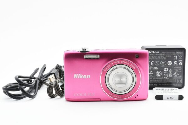 Nikon COOLPIX S3100 14MP Digital Compact Camera Fresh Pink w/strap chager [Exc]