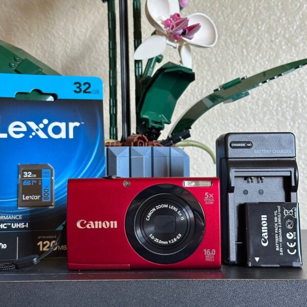 Canon PowerShot A3400 IS Touch Screen Digital Camera Red 16MP Digicam Compact