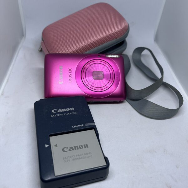 CANON IXUS 130 - 14MP Pink - Compact Digital Camera w Case Charger And Battery