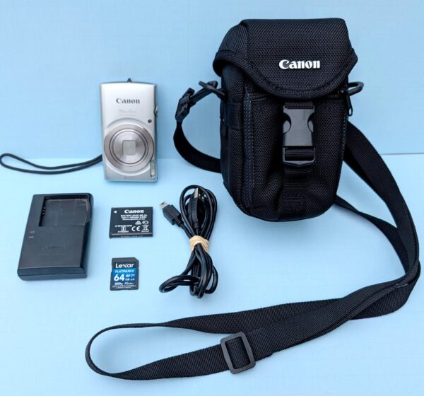 Canon PowerShot ELPH 180 20.0MP 8X Digital Camera Lot Bundle (Tested & Working)